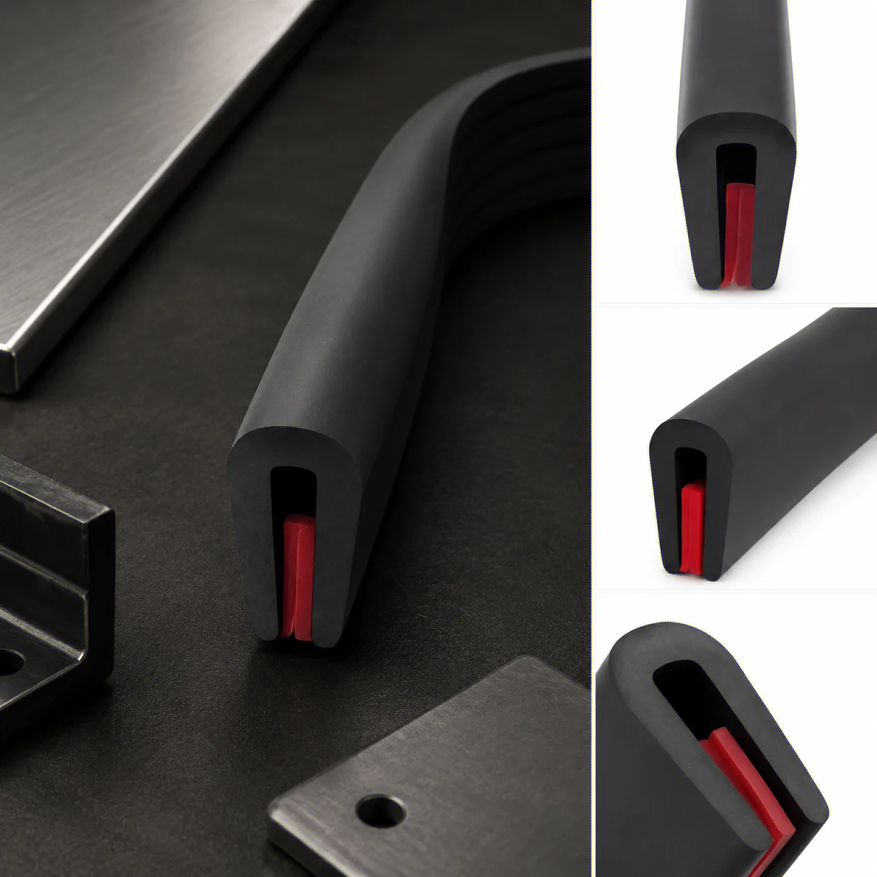 1 Piece 1M Black Self-Adhesive Rubber U-Shaped Edge Strip for Metal Sheets - Durable Sealing Strip Oasis Select