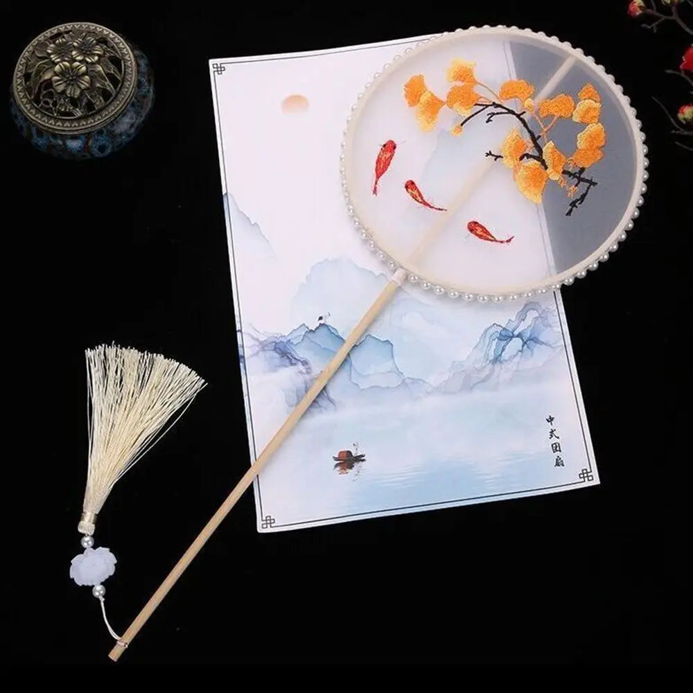 Style Hanfu Accessories Dancing Fan DIY Craftsmanship Decorative Fans Home Decoration Hand Fan Group Fan Photography Prop Oasis Select 7