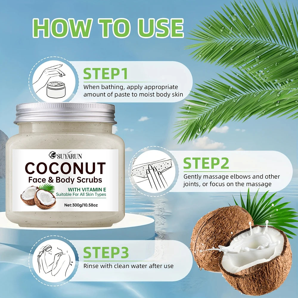 SUYARUN Organic Coconut Sugar Body Scrub 300g – Exfoliating Body Scrub Oasis Select