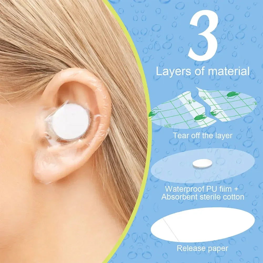 60pcs/box Waterproof Ear Patches Adult Children Shampoo Bathing Hair Washing Ear Protector Cover Waterproof Ear Care Stickers Oasis Select