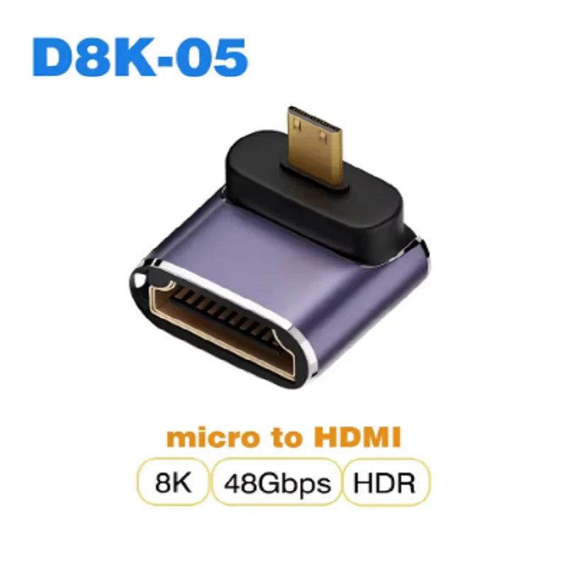 8K HDMI2.1 Cable Adapter micro mini hdmi to HDMI 2.1 Converter 48Gpbs 8K60HZ 4K120HZ for HDTV Projector PS4 PS5 Laptop PC Oasis Select D8K 5