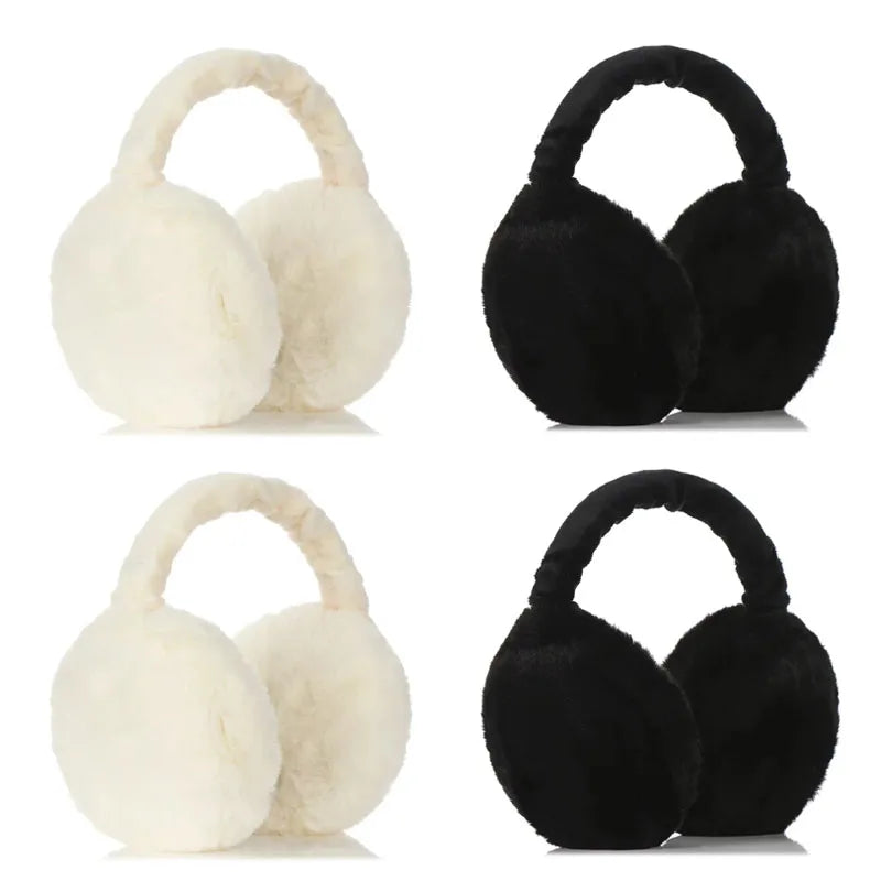 1/2/4pcs Outdoor cold protection earmuffs ear cover soft plush ear warmer winter warm for women men fashion solid color earflap Oasis Select 2white-2black