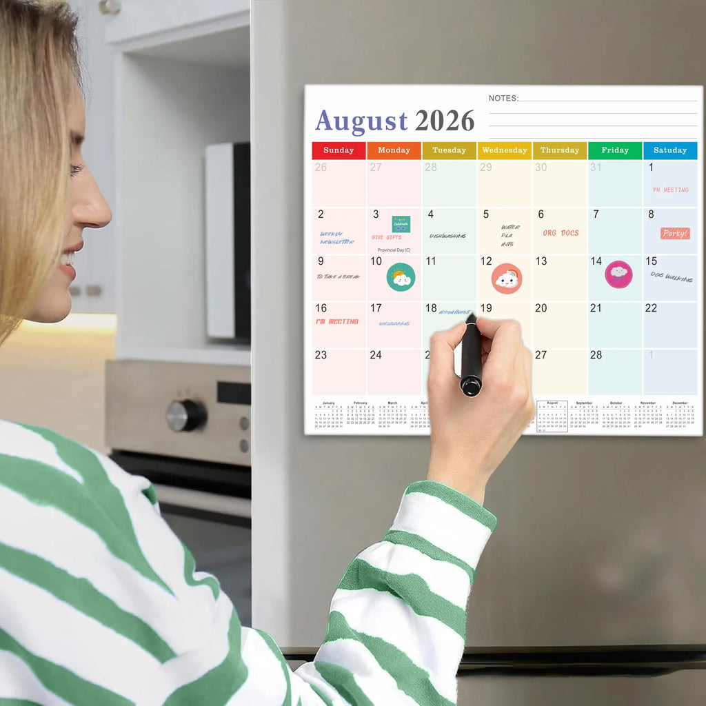 18-month magnetic calendar, January 2026 to June 2027 refrigerator calendar, tear-off 8" x 10" calendar Oasis Select