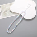 Cute Star Beaded Phone Chain Acrylic Beaded Korea Phone Pendant Lovely Coloful Anti-Lost Phone Chain Hanging Jewelry Girl Gift Oasis Select white-heart