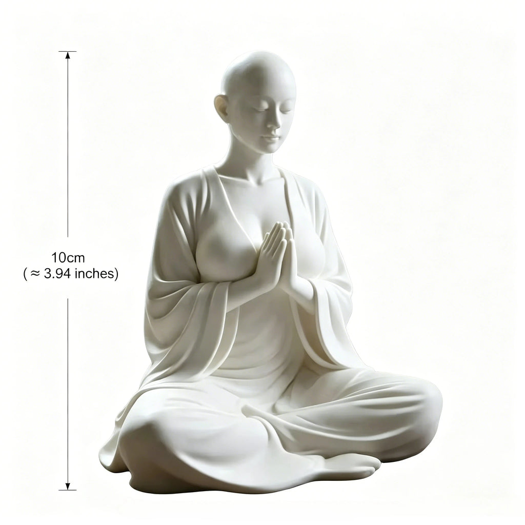 White Zen Meditation Sculpture Minimalist Figurine Spiritual Art Decor Ideal Ornament & Gift for Yoga Room Bedroom Living Room Oasis Select White