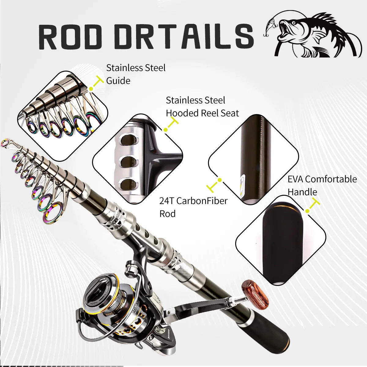 Carbon lure rod wheel set, sea fishing rod, telescopic fishing rod, rotating reel, travel, fresh water fishing set Oasis Select