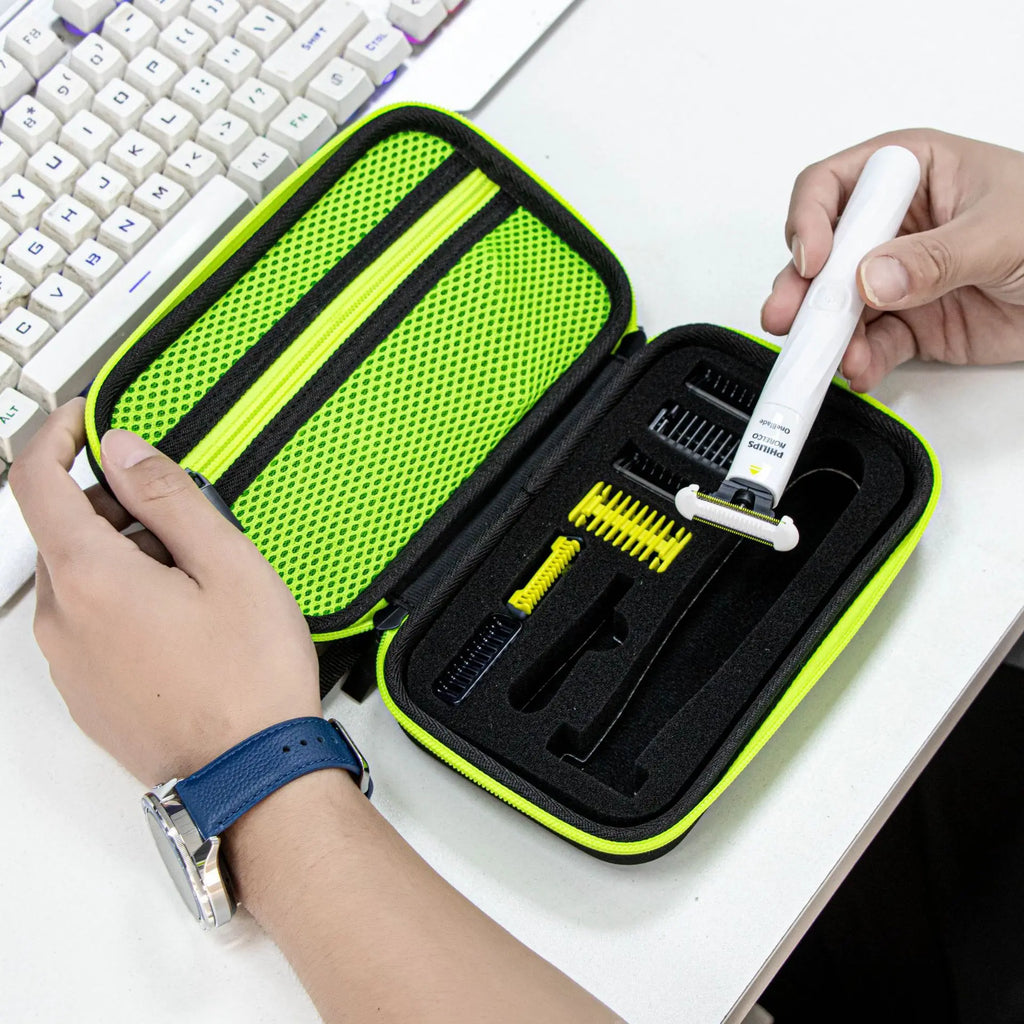 1PCS Portable Travel Shaver Storage Box EVA Shaver Bag, Lightweight And Waterproof for Philips One Blade Green/ black Oasis Select