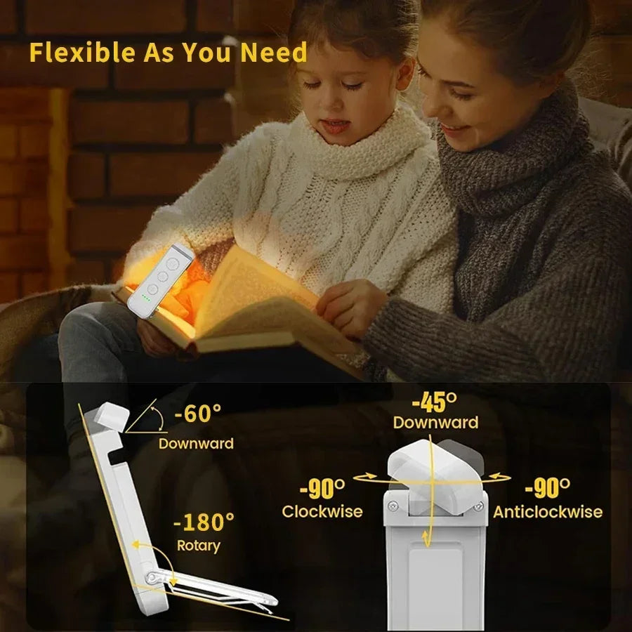 USB Rechargeable Reading Light Portable Clip-on LED Bookmark Lamp 3 Colors 5-Level Brightness Mini Book Light for Book Lovers Oasis Select