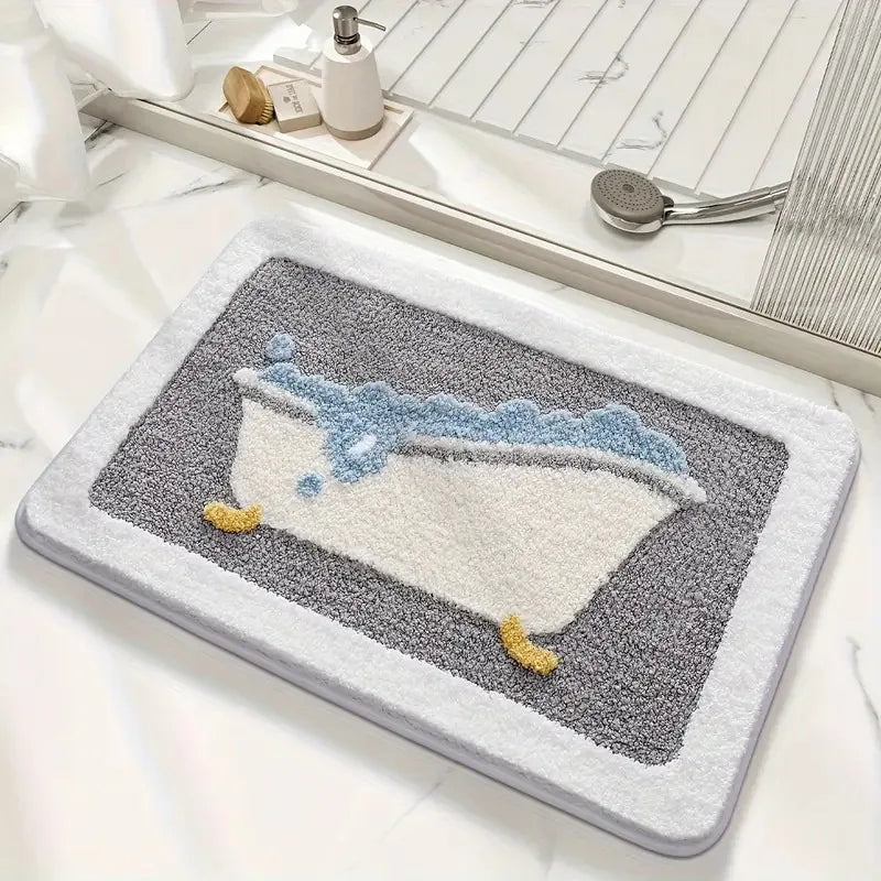 Non-Slip Knit Bath Rug with TPR Backing – Water Absorbent & Machine Washable Polyester Bath Mat for Bathroom, Shower Oasis Select Blue 500MMx800MM