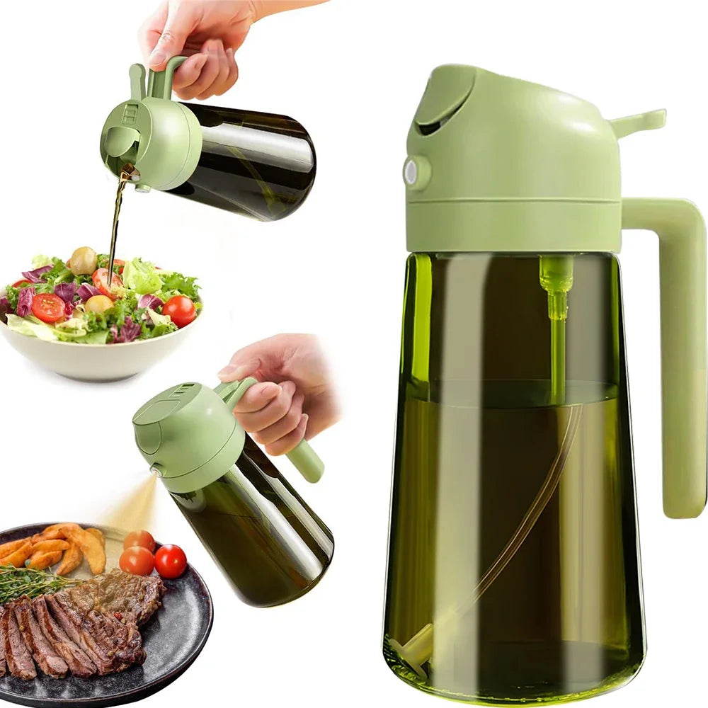 470ML/16oz Light-Blocking Dark Oil Sprayer for Cooking 2 in 1 Olive Oil Dispenser Bottle for Kitchen Dark Green Glass Oil Bottle Oasis Select green