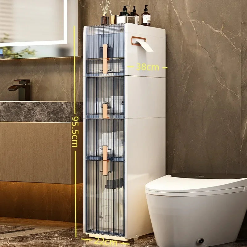 Multi-functional Toilet narrow slot storage cabinet crevice trolley toilet gap bathroom floor toilet narrow side locker Oasis Select