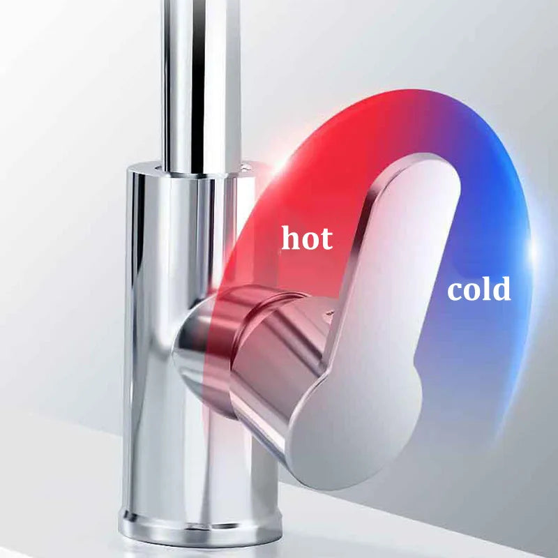 Rotatable Single Handle Hot & Cold Basin Faucet | Kitchen & Bath