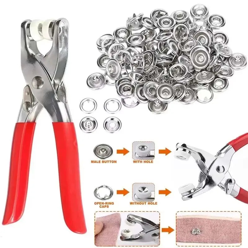 400pcs 9.5mm Metal Prong Snap Buttons – DIY Sewing & Craft Kit