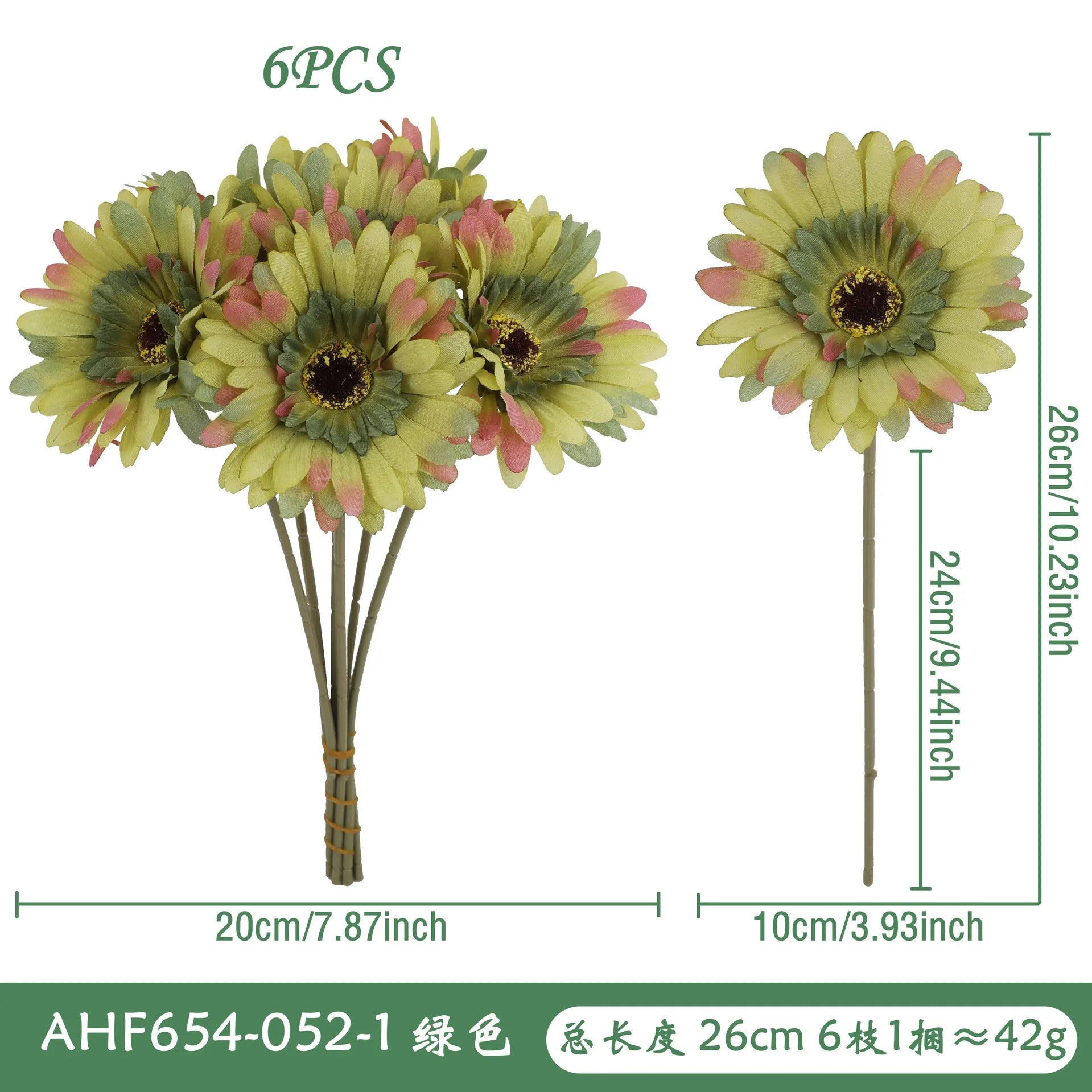 6Pcs Artificial Silk Gerbera Flowers Wedding Bouquet Home Table Hotel Pastoral Decor Floral Arrangement Ornament Oasis Select E