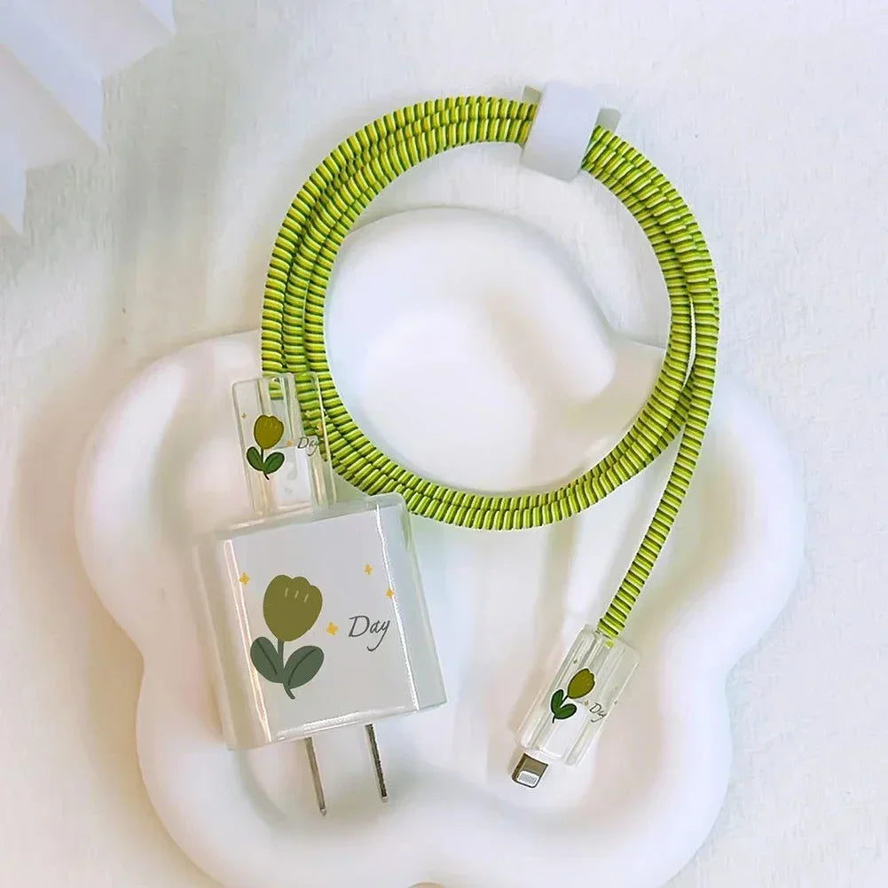 Cute iPhone 20W Charger Cover & USB Cable Winder Protector
