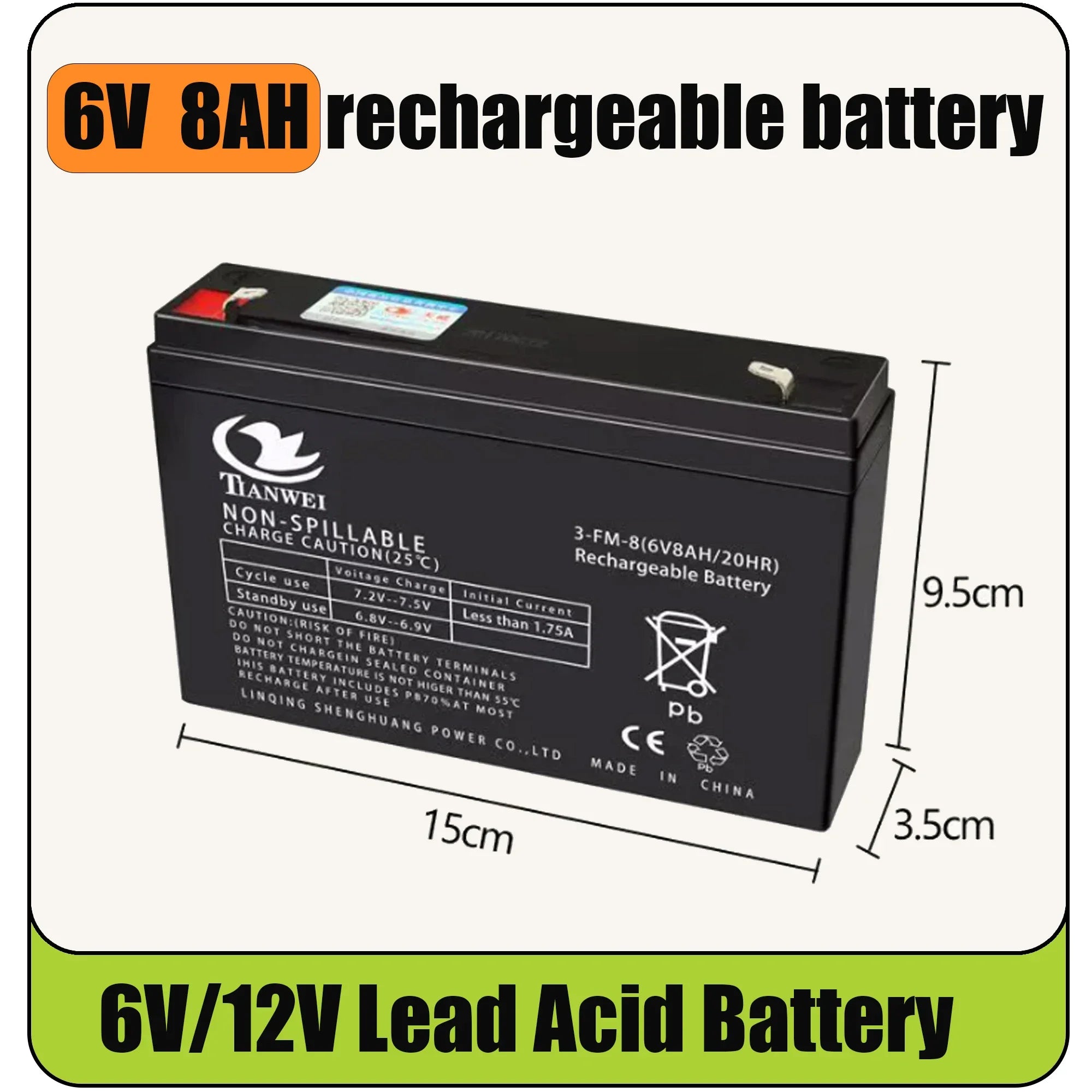6V 12V Rechargeable Battery For Children's Electric Vehicles Toy Cars Motorcycles Baby Strollers Battery 5Ah 7Ah 8Ah 12Ah Oasis Select 6V 8Ah