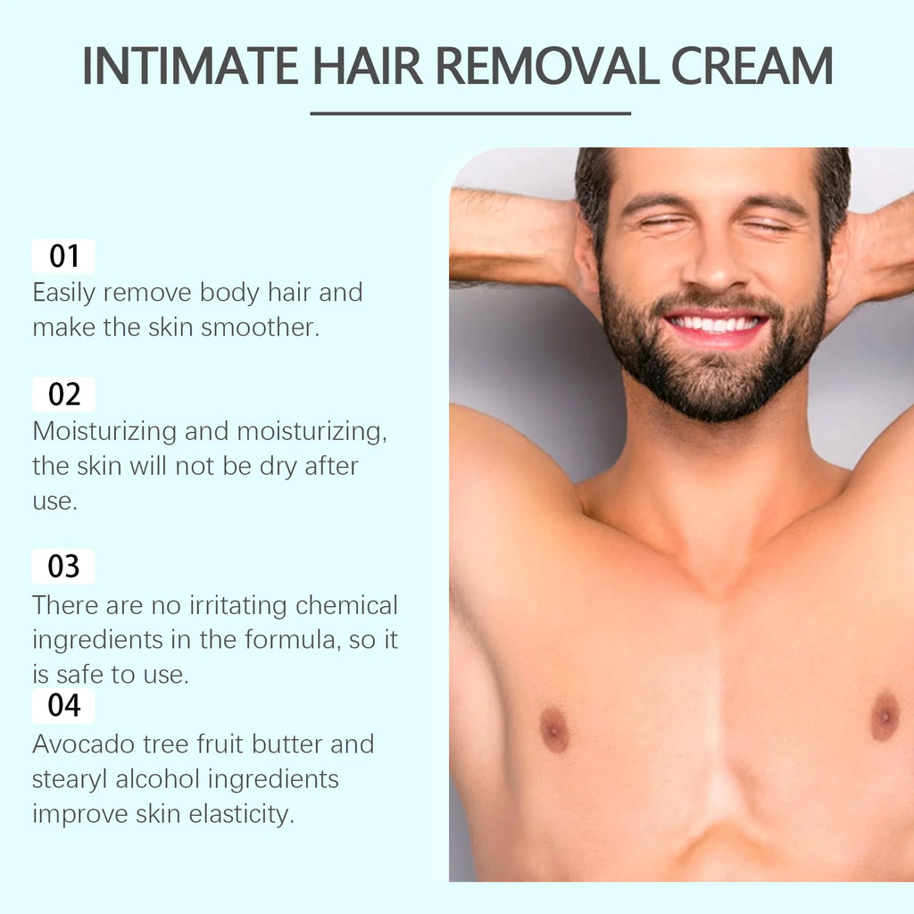 Men Hair Removal Cream Gentle Painless Depilatory Cream for Male Chest Back Underarm Low Irritation Full Body Hair Remover Oasis Select