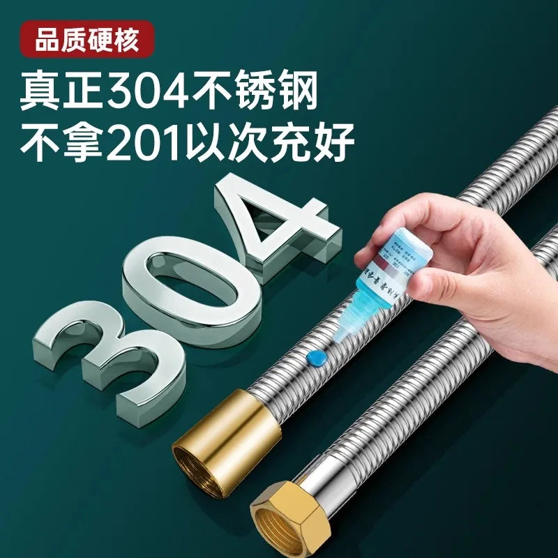 New 1pcs 1.5/2/3M SUS 304 Flexible Shower Hose Long Bathroom Big Flow Pipe Extension Water Pipe Pull Pipe Bathroom Accessories Oasis Select