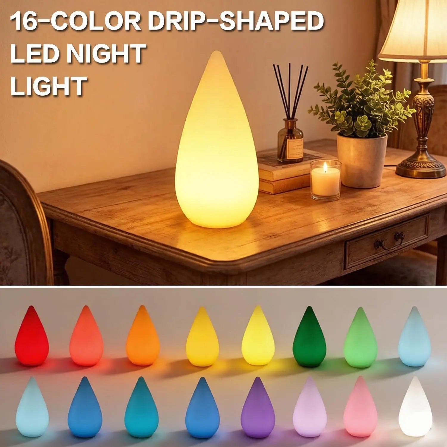 POCKETMAN Teardrop RGB Night Light – 16 Colours, Dimmable USB-C