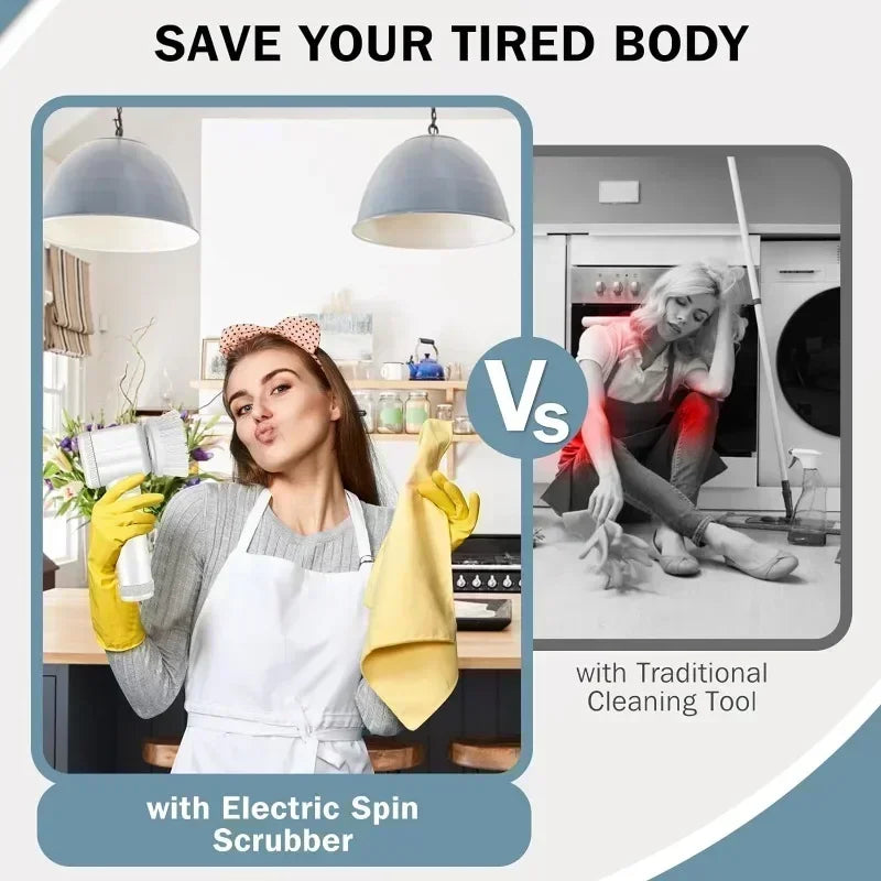 Cordless Electric Scrubber Brush Set – 5 Heads, Kitchen & Bath