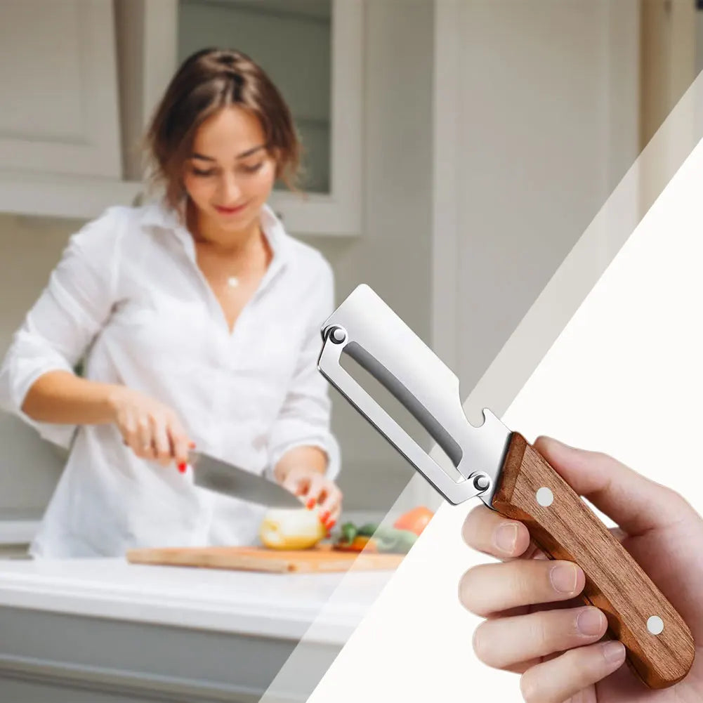 Stainless Steel Fruit & Vegetable Peeler – Wood Handle | Aihogard