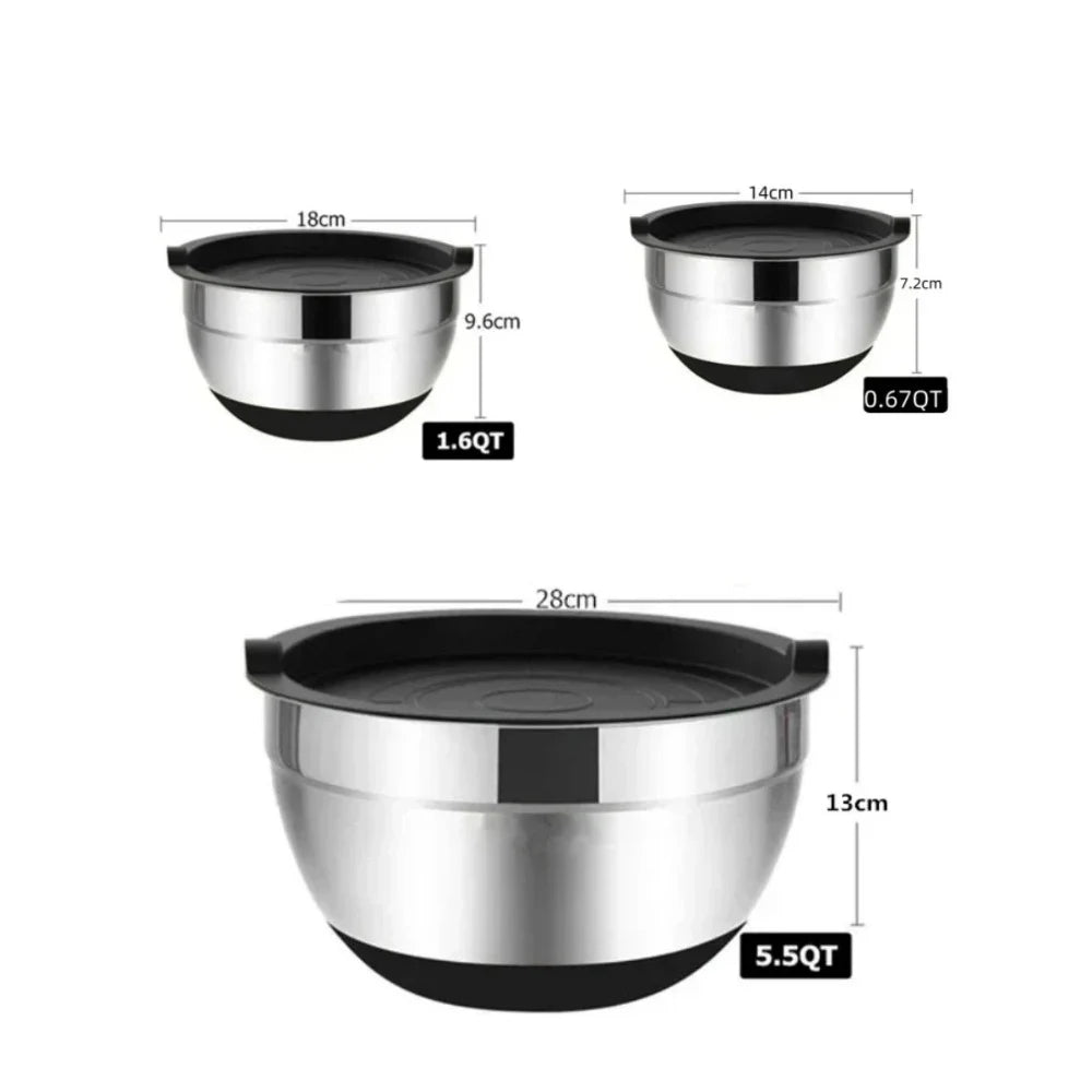 Stainless Steel Mixing Bowls with Lid & Non-Slip Silicone Base Stainless Steel Mixing Bowl Oasis Select