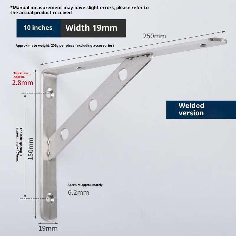 2-Pack Heavy-Duty Stainless Steel L-Shape Wall Angle Brackets