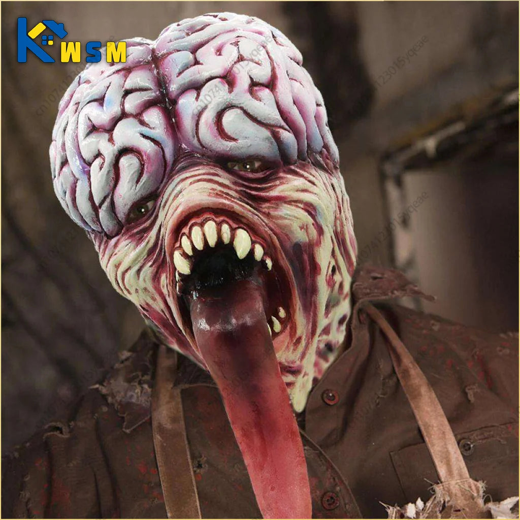 Halloween Zombie Mask Horror Big Heart Long Tongue Brain Blast Faceless Ghost Mask Zombie Role Play Halloween Party Decoration Oasis Select