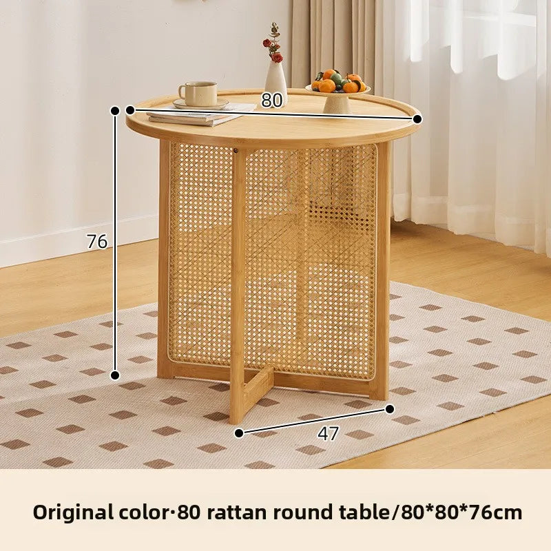 Japanese rattan dining table and chair small round table household balcony South East Asia bed and breakfast tea table log wind Oasis Select 80 Shimoku primary