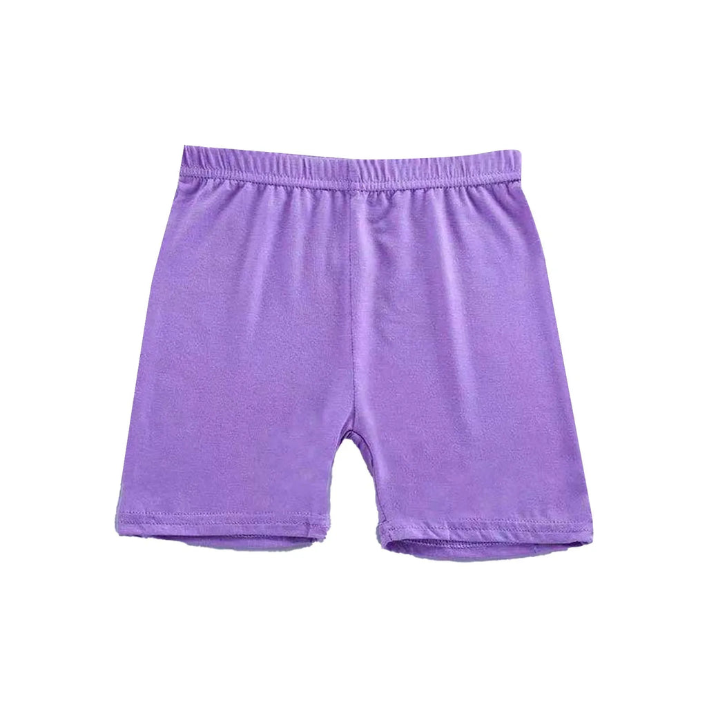 Girls Summer Safety Leggings Cycling Pants Children Anti-emptied Stretch Solid Color Mid-rise Yoga Dancing Shorts 1PC Oasis Select Purple 110