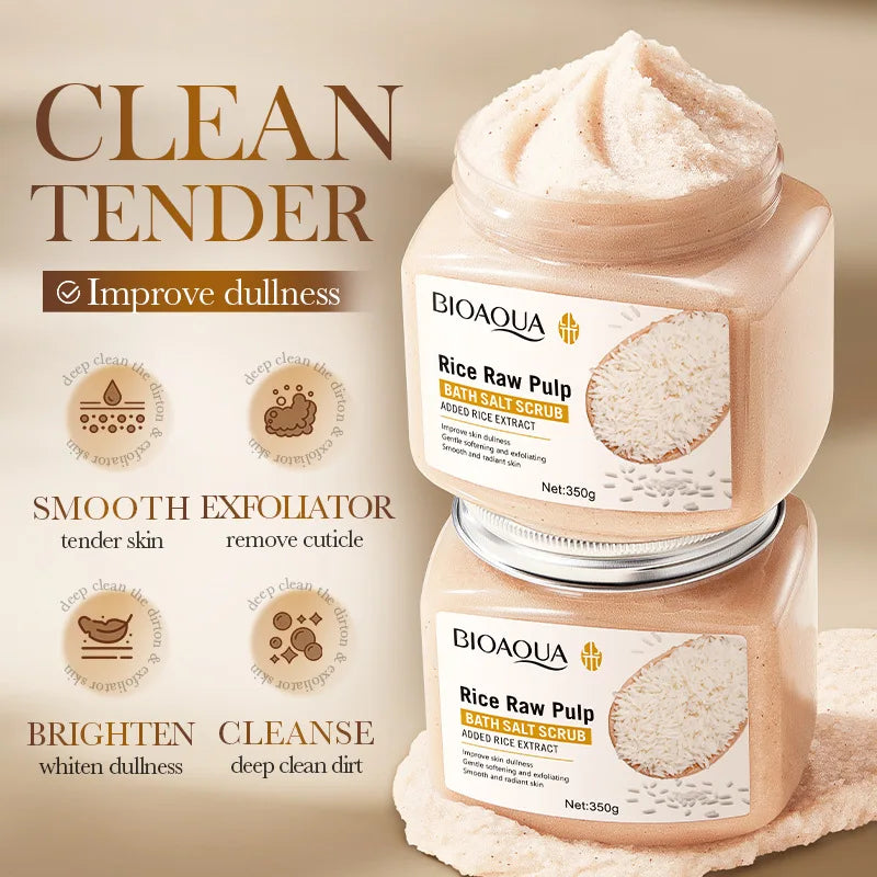 BIOAOUA Rice Pulp Bath Salt Body Scrub – Exfoliator 350g Body Exfoliating Scrub Oasis Select