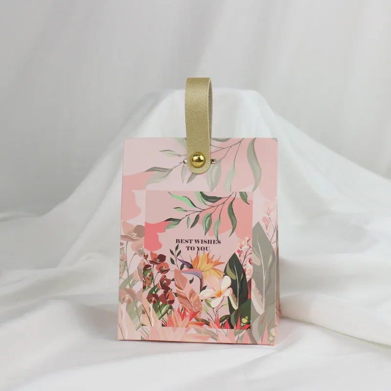 Flowers Birds And Forest Wedding Candy Box With Wooden Ring DIY Favors Birthday Party Jelwery Gift Packing Box Empty Paper Boxes Oasis Select Pink Other