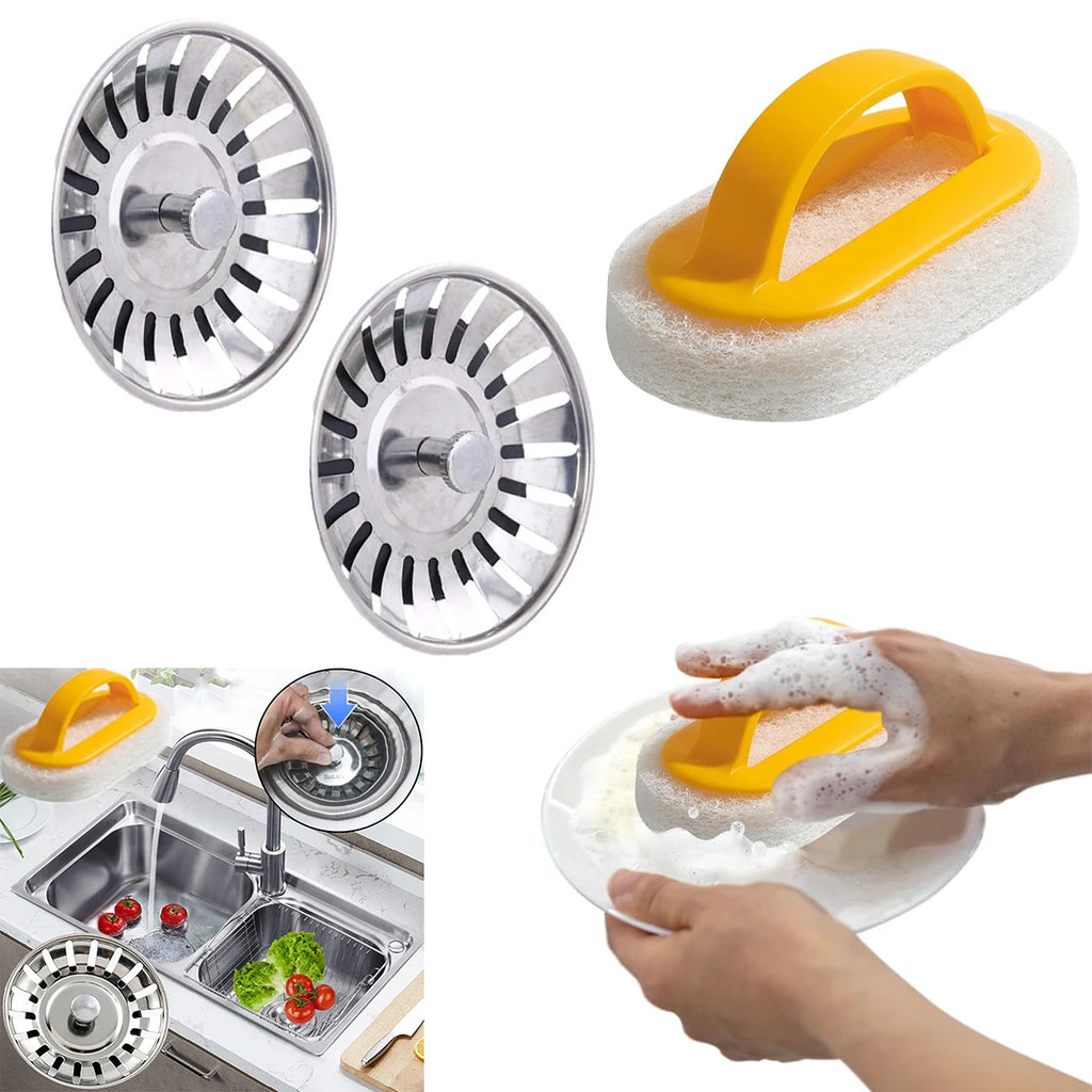 2pcs Kitchen Sink Strainer Stoppers and 1pc Sink Cleaning Cloth, Drain Plug, Sink Filter, Kitchen Floor Drain Tool Oasis Select