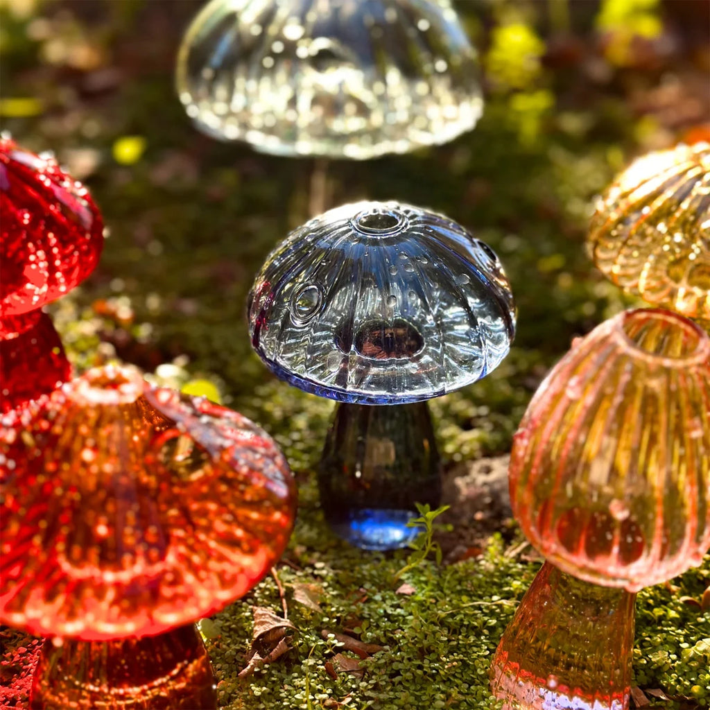 Colourful Mushroom Vase Plant Glass Plant Bud Vase Decoration Garden Glass Aromatherapy Vase Living Room Desktop Combination Oasis Select
