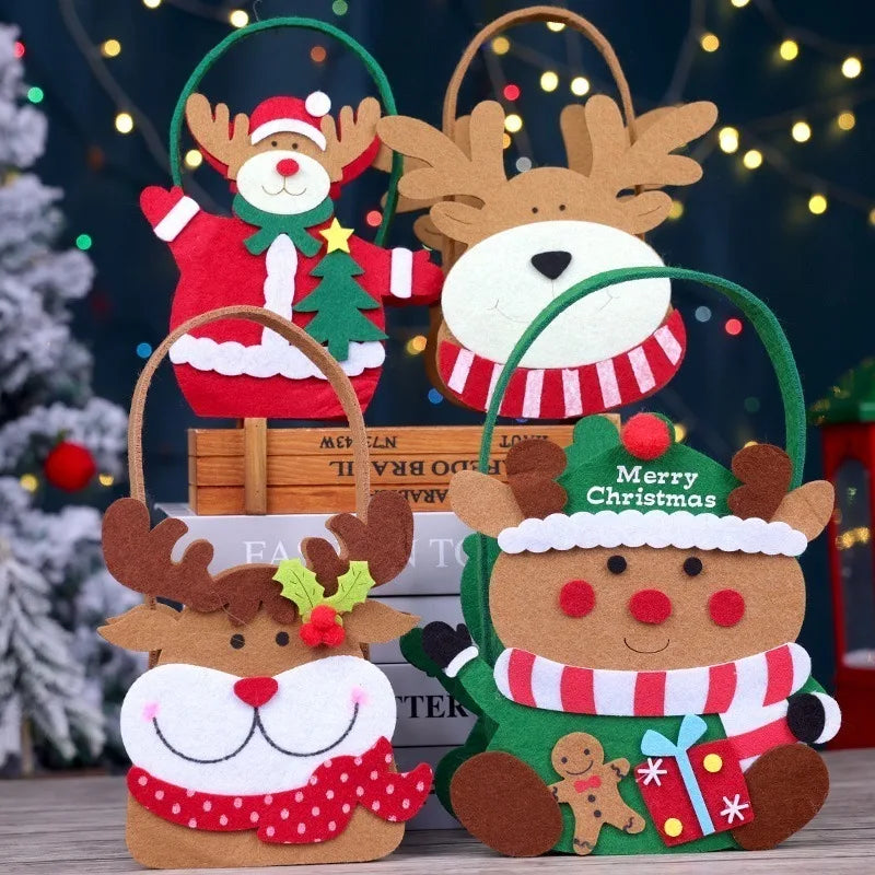 1-10PCS Christmas Felt Candy Bags Apple Pouch Santa Sack Gift Packaging for Kids Holiday Party Xmas Tree Decoration Supplies Oasis Select