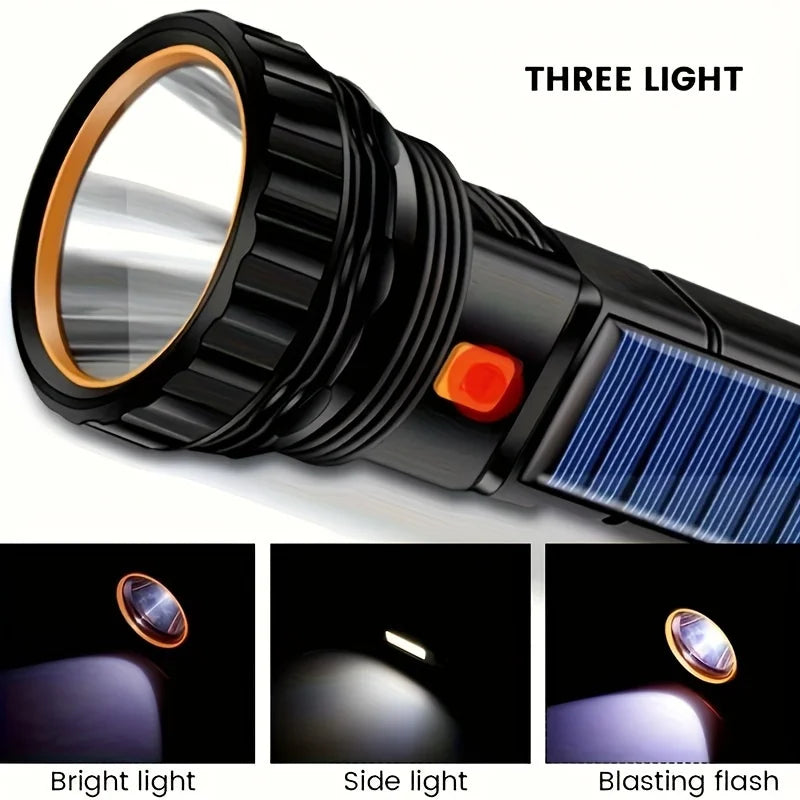Mikenoon Solar Tactical Flashlight – 500m Range & Power Bank