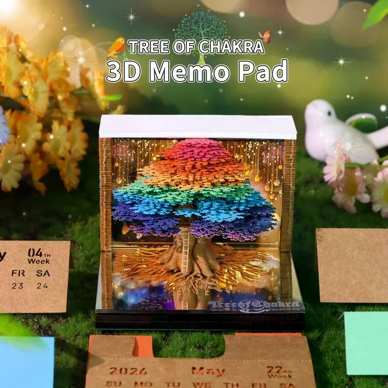 Time Piece Calendar 2026 Desk Calendar With LED Light 3D Tear-away Calendar Paper Carving Art Memo Pad Notepad Gift Christmas Oasis Select