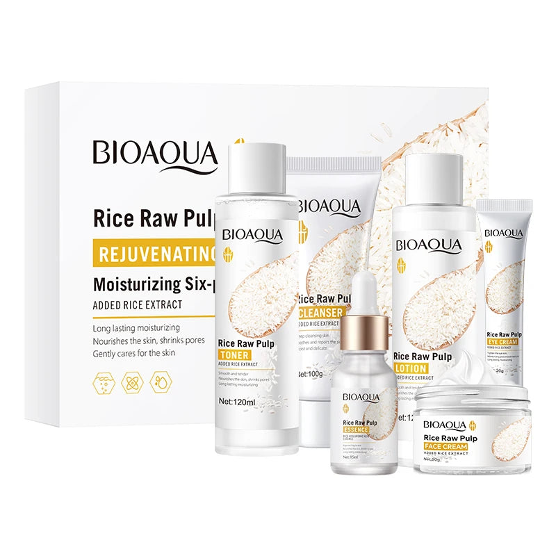 BIOAOUA Rice Puree 6-Piece Moisturizing Facial Skincare Set