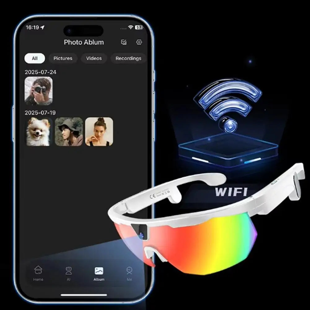 AI Smart Cycling Glasses - 8MP Camera, 1200P Video Record, Real-time Translation, BT Call Chat Cycling Sunglasses For Men Women Oasis Select