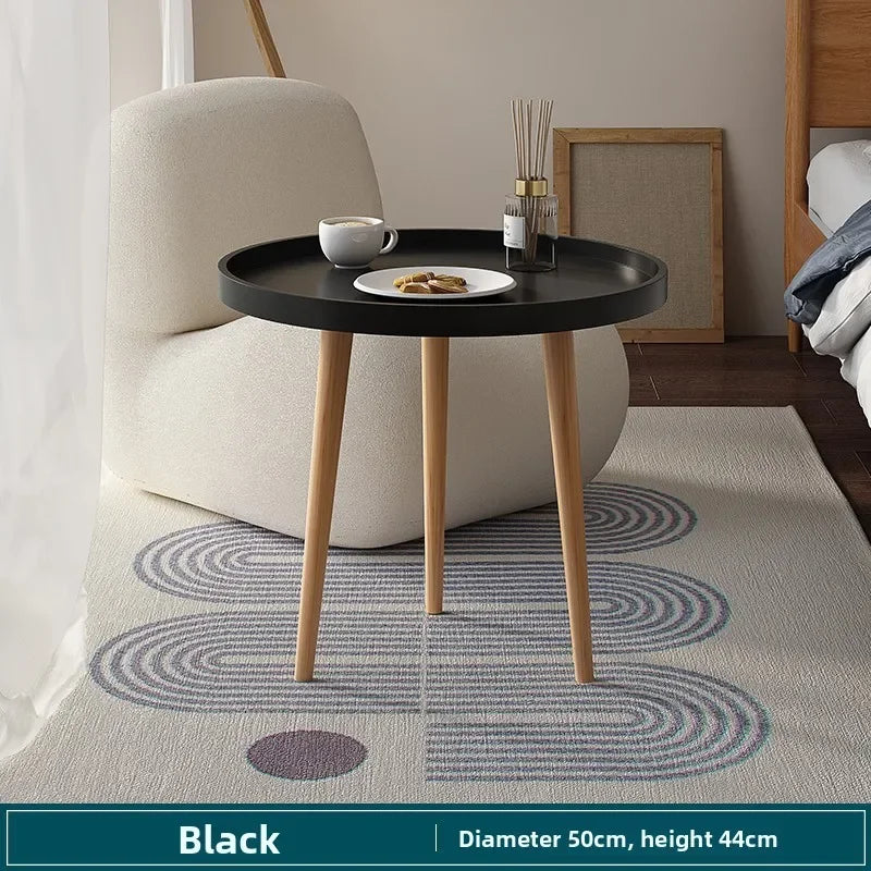 Multi-functional Nordic small round table coffee table sofa side table living room simple creative round coffee table Durable Oasis Select 50 black A
