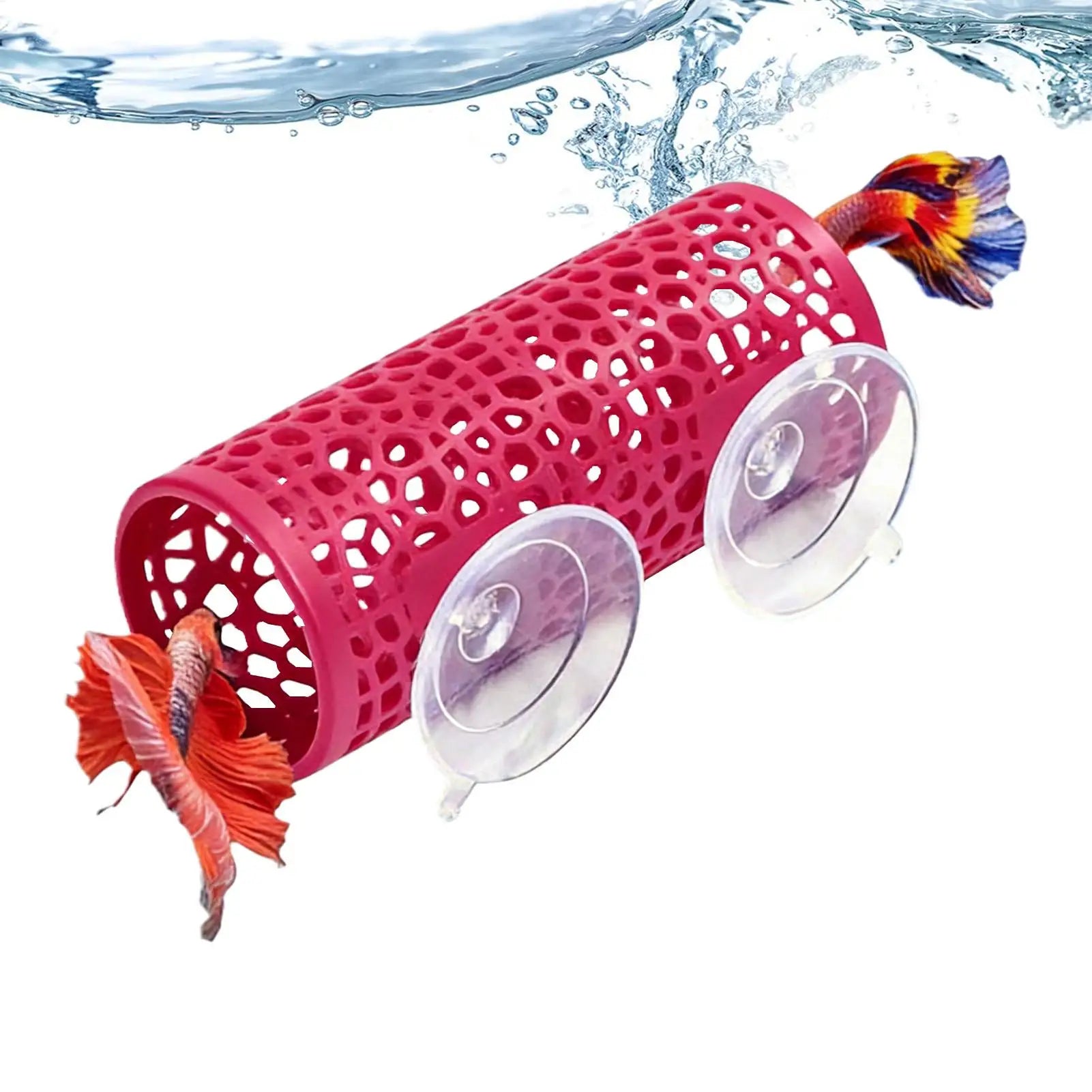Fish Tank Tunnel Hollow Suction Small Safe Fish Tank Cave Betta Habitat Resting Shelter Ornament for Aquatic Pets Cichlids Oasis Select