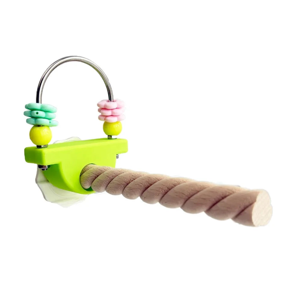 Natural Wood Bird Perch Stand – Non-Slip Paw & Beak Grinder