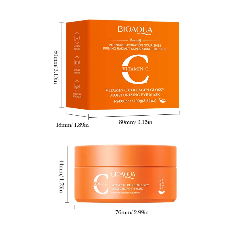 BIOAQUA Vitamin C Collagen Eye Masks 80pcs – Anti-Aging Patches Eye Mask Patches Oasis Select