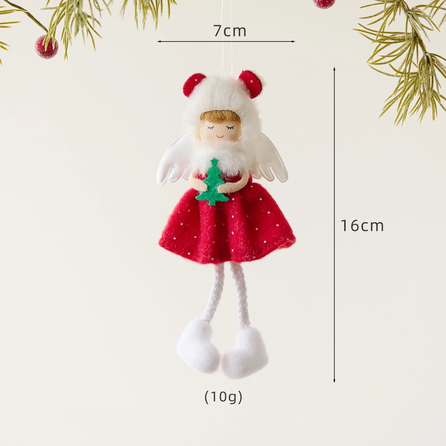 Cute Girl Angel Christmas Pendant Xmas Tree Hanging Ornaments Christmas Decorations For Home Christmas Dolls Kids Gift Navidad Oasis Select Red