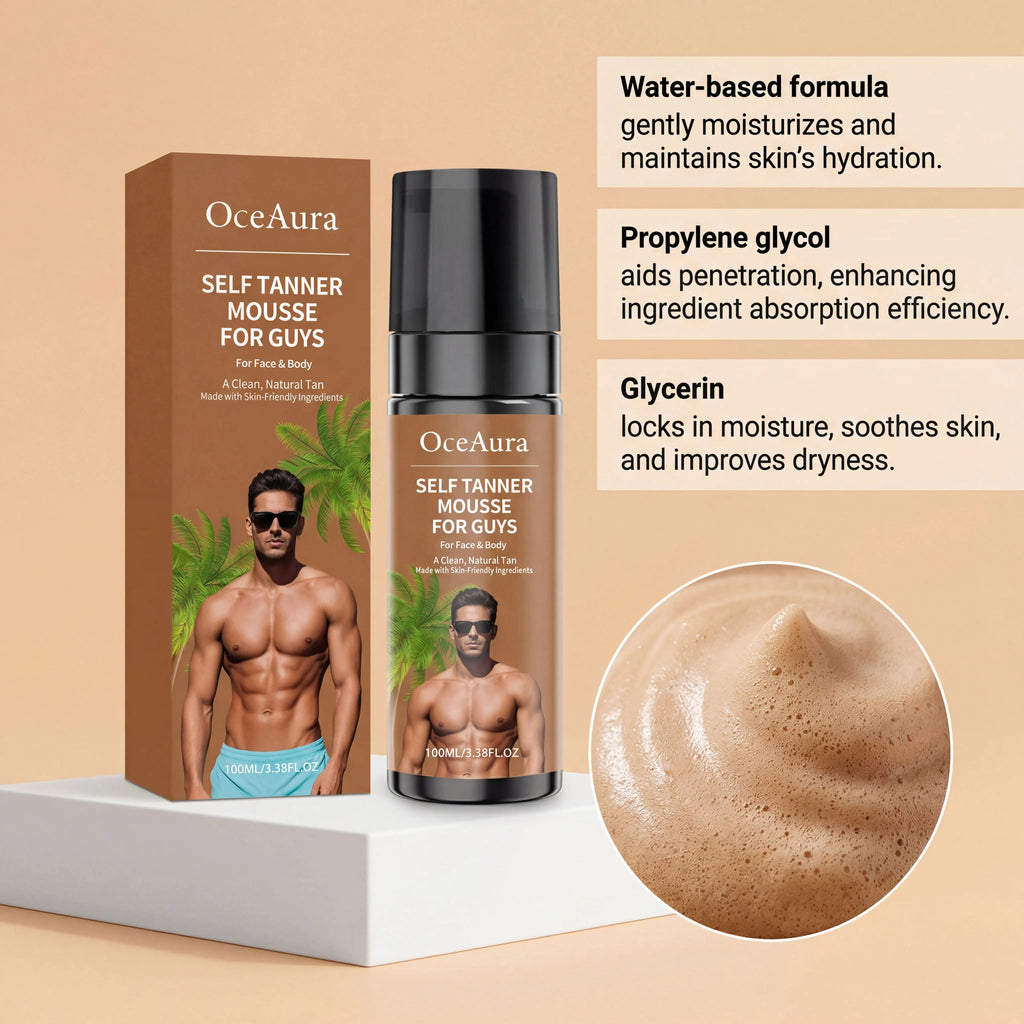 Self Tanner Mousse Natural Sunless Tanning Foam Streak-Free Quick-Drying Gradual Tan Hydrating Beautiful Tan Finish Body Care Oasis Select