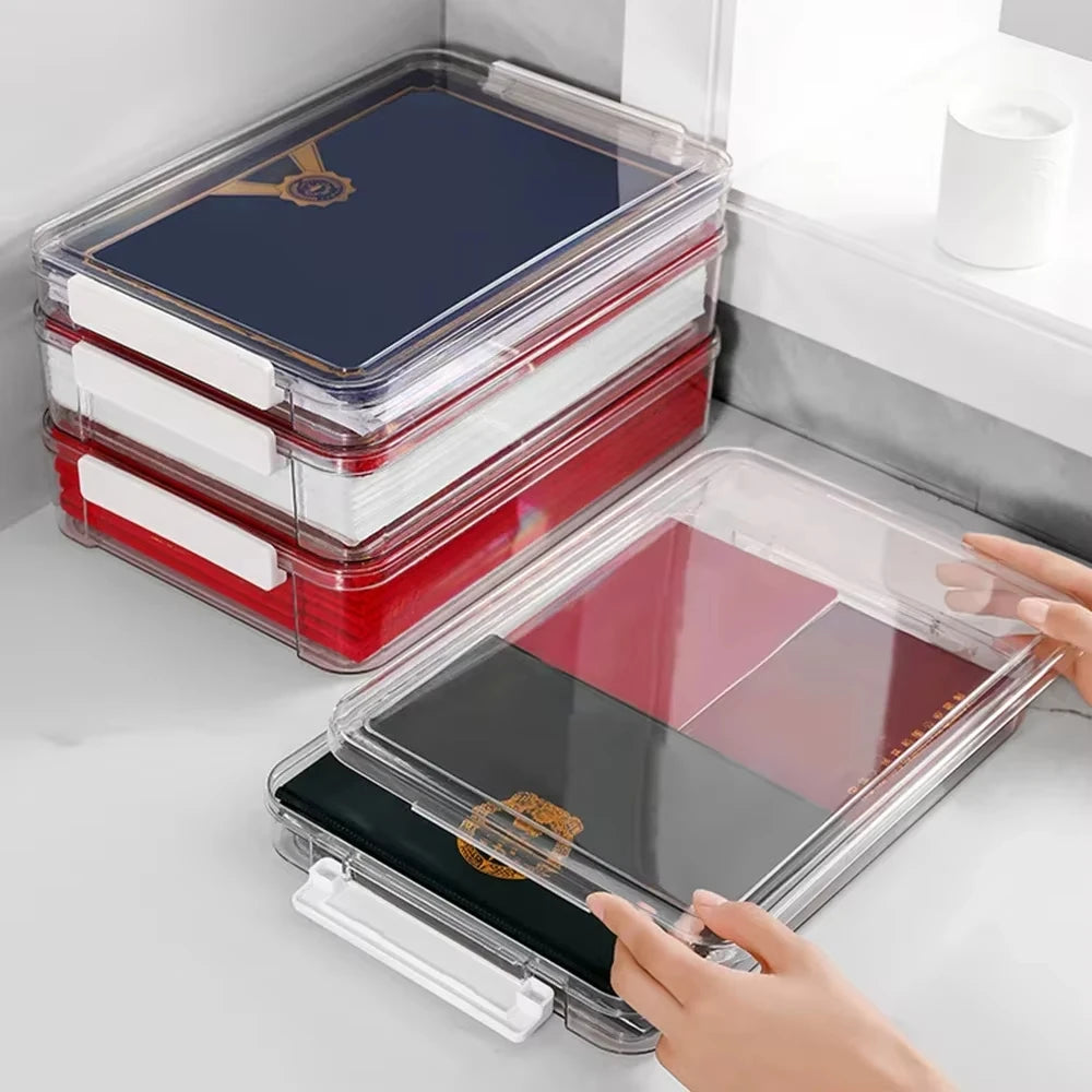 Acrylic Transparent Desktop Paper Storage Box A4 File Document Exam Paper Organizer Household Dust Proof Card Holder Case Oasis Select