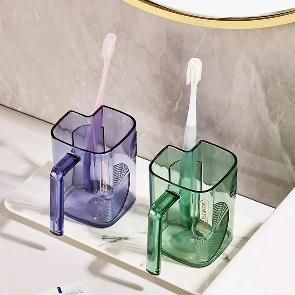 Transparent Mouthwash & Toothbrush Cup | Modern Bathroom Cup