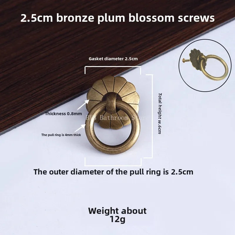 Antique Style Pure Brass Ring Pull for Cupboard Cabinet Drawer Rings Pulls Knob with Screws Vintage Furniture Hardware Oasis Select 2.5cm 1