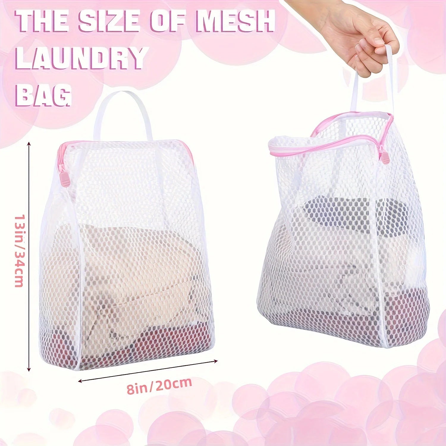 2pcs Honeycomb Mesh Laundry Bags with Handles,Durable Polyester Fabric, Versatile Rectangular Zipper Design for Delicate Clothes Oasis Select