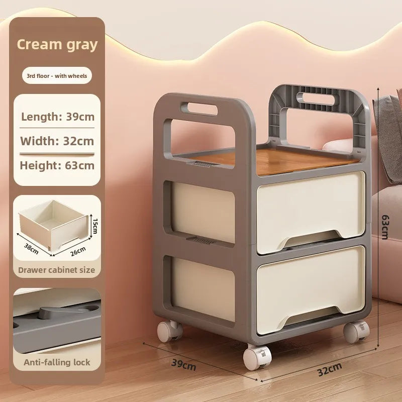 Multi-functional Drawer storage cabinet household living room snacks toys plastic storage box Oasis Select Ash 32-3B